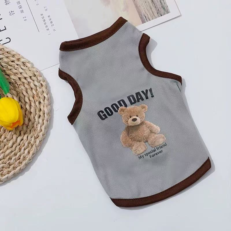 T0006Dog clothes small dog summer thin clothes pet striped dog clothes four seasons corgi teddy vest 2025 new