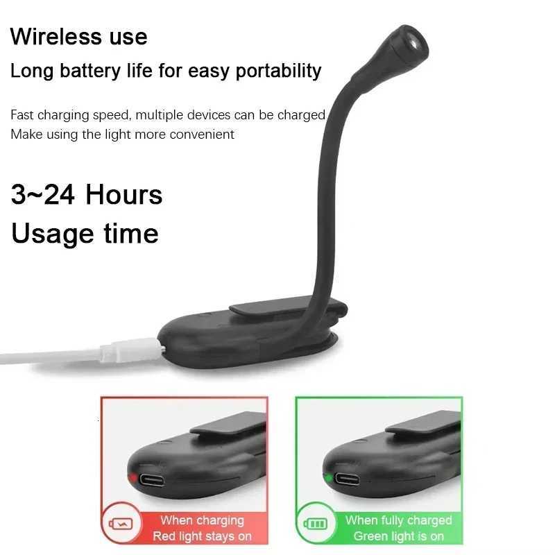 3-Color Book Light Charging Cip With Versatile Reading And Learning Light Clip Eye Protection Dimming Reading Led Book Lamps M251120