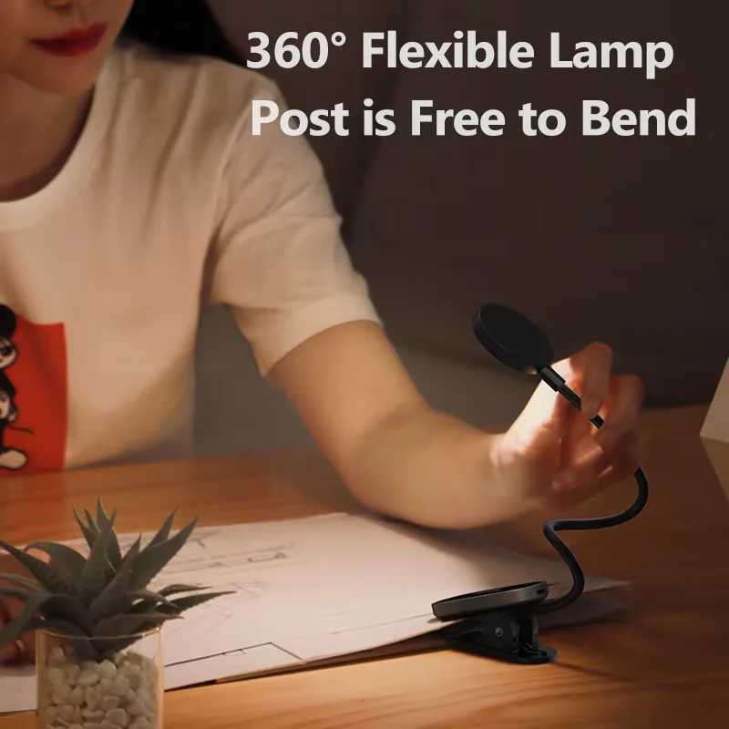 Baseus Portable Desk Lamp LED Mini Clip USB Rechargeable Table Lamp Stepless Dimming for Laptop Reading Bedside Soft Night Light M251120