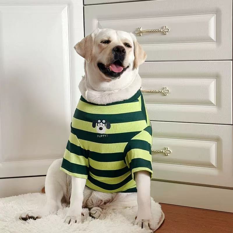 T0025Dog clothes large dog summer thin striped clothes Labrador golden retriever net celebrity trendy brand dog clothes