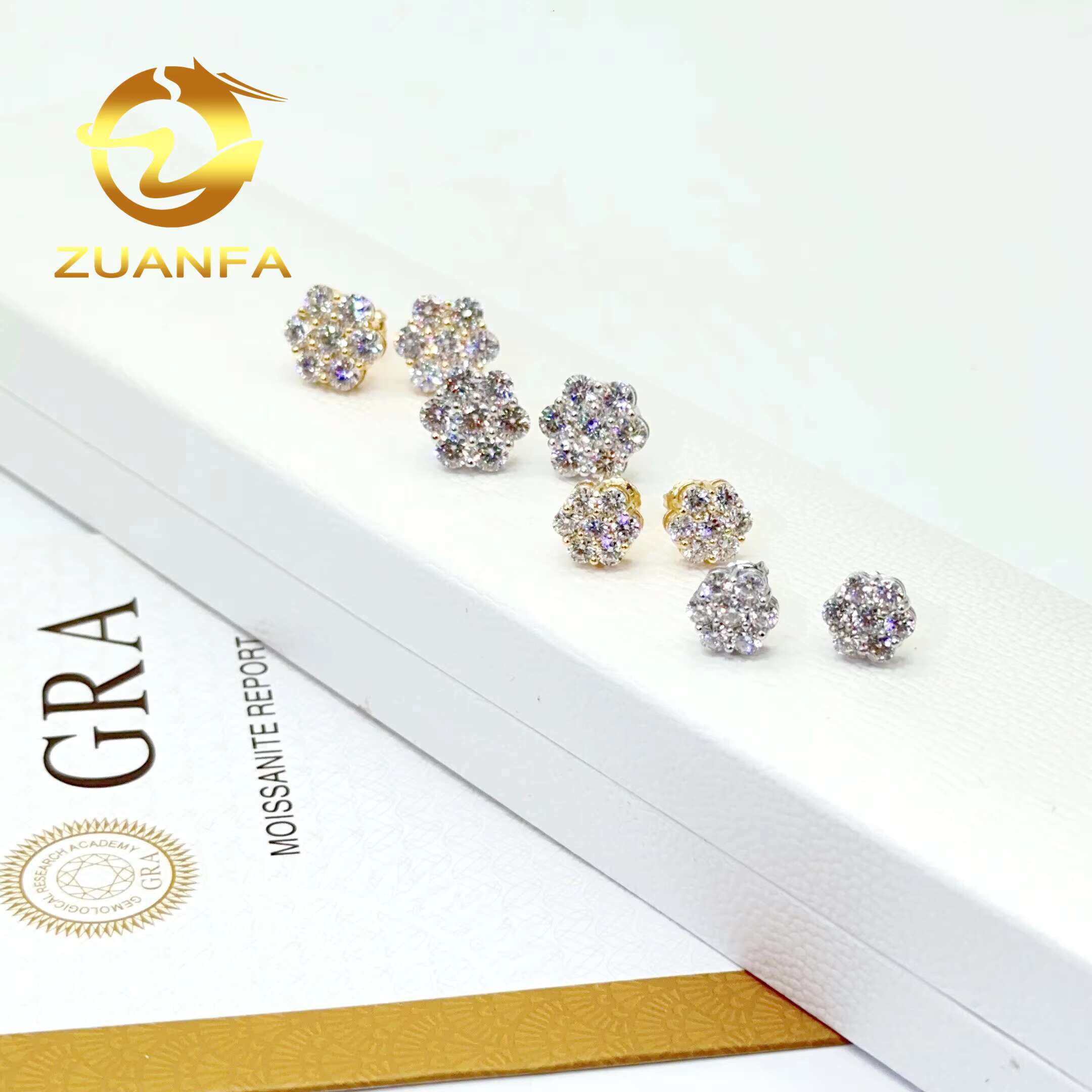 Pass Diamond Tester Classic Flower Cluster Moissanite Stud Earrings 925 Sterling Silver Moissanite Hip Hop Earring for Unisex