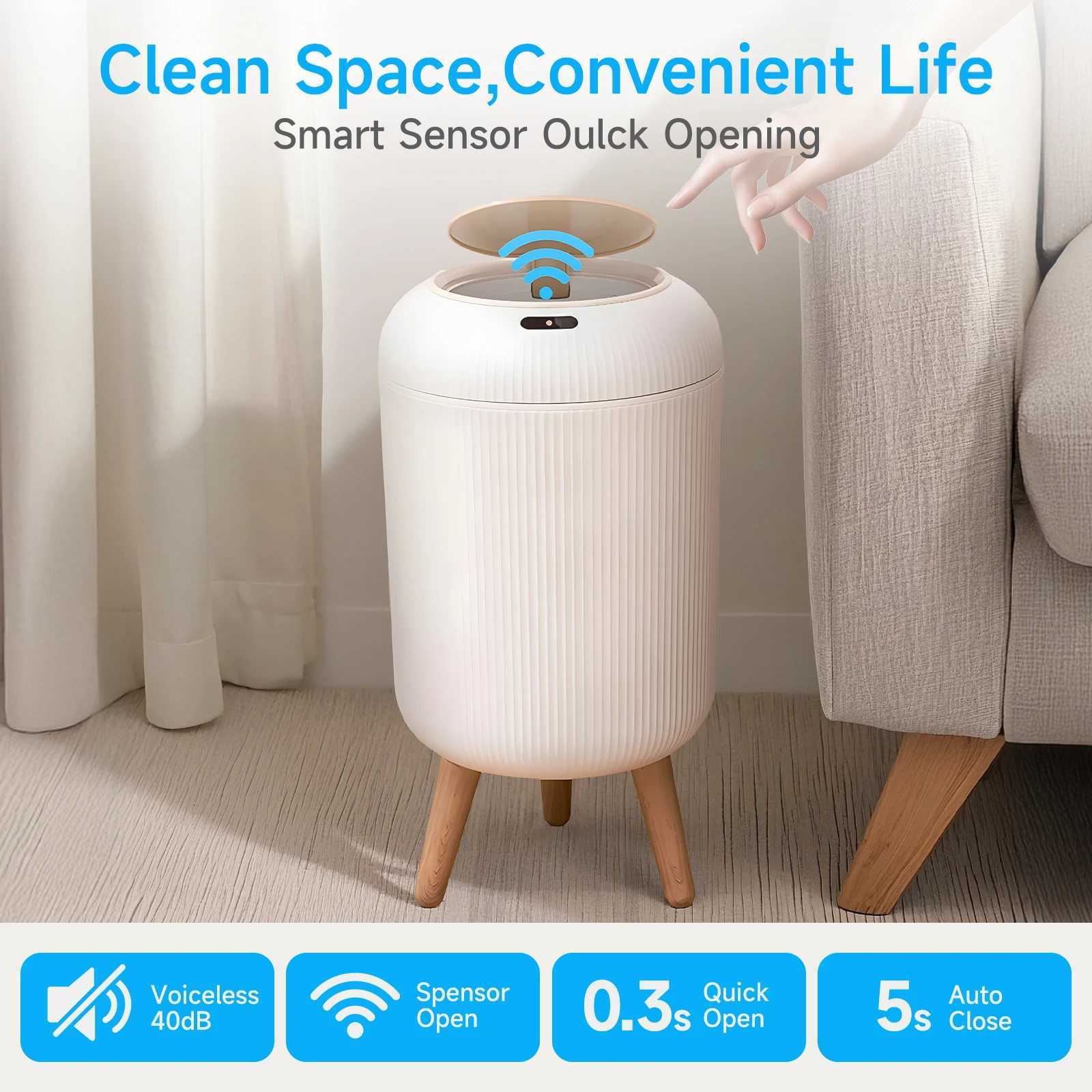 Smart Sensor Trash Can 3 Gallon/11 Liter Motion Sensor Trash Can Removable High Leg Design Anti-Odor Sealed Lid Silent Auto C251120