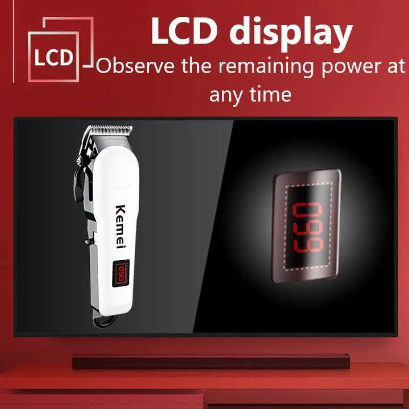 Kemei 809A Professional Hair Trimmer Adjustable Electric Cord/Cordless Hair Clipper For Men Haircut Machine Led DisplayT251120