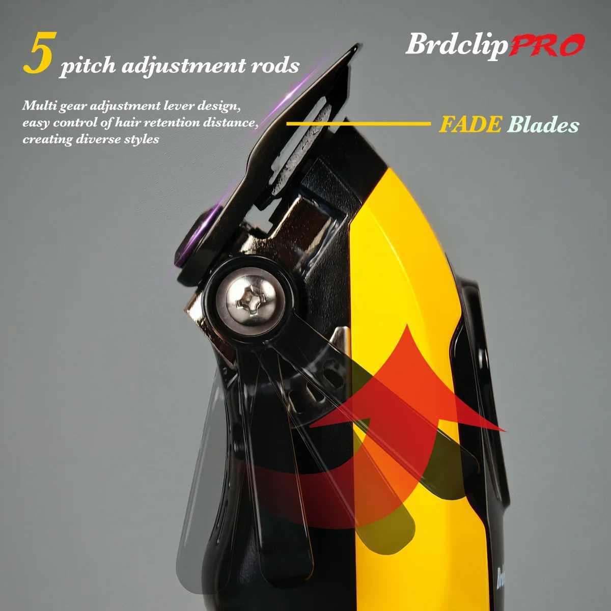Professional BRDCLIP 619 Hair Clipper 7500RPM Precision Steel Sharp-angled Blades LCD Display Charging Base Hair Cutting MachineT251120