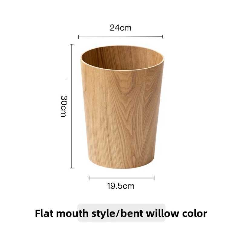 Natural Style Waste Bin for Office Living RoomCreative Flip-Top Trash Can Zen Japanese Deskside Paper Basket with Lid C251120