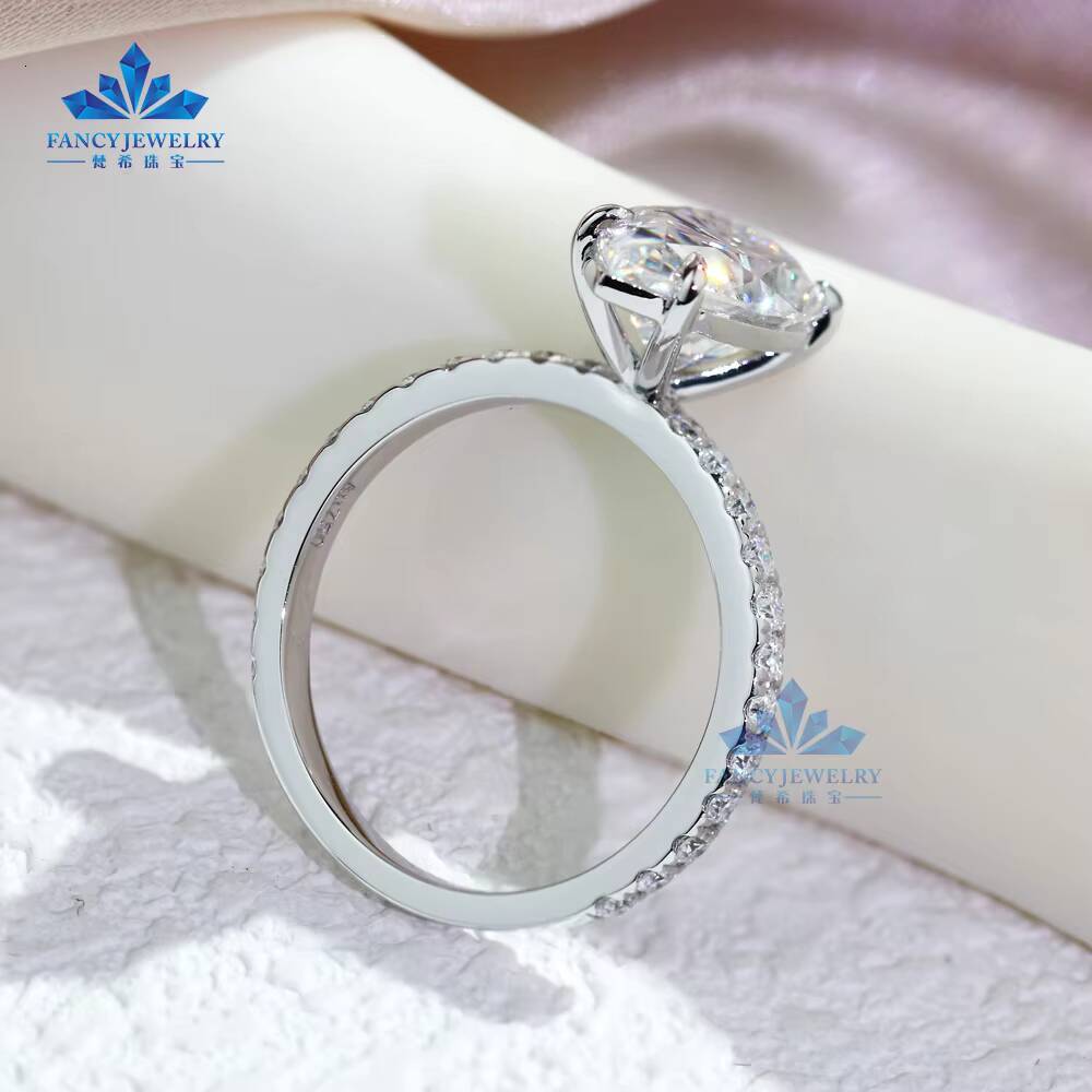18K 14K 10K Solid Gold 925 Sliver 3CT 7x11mm D VVS1 Pear Moissanite Anniversary Wedding Engagement Rings for Women