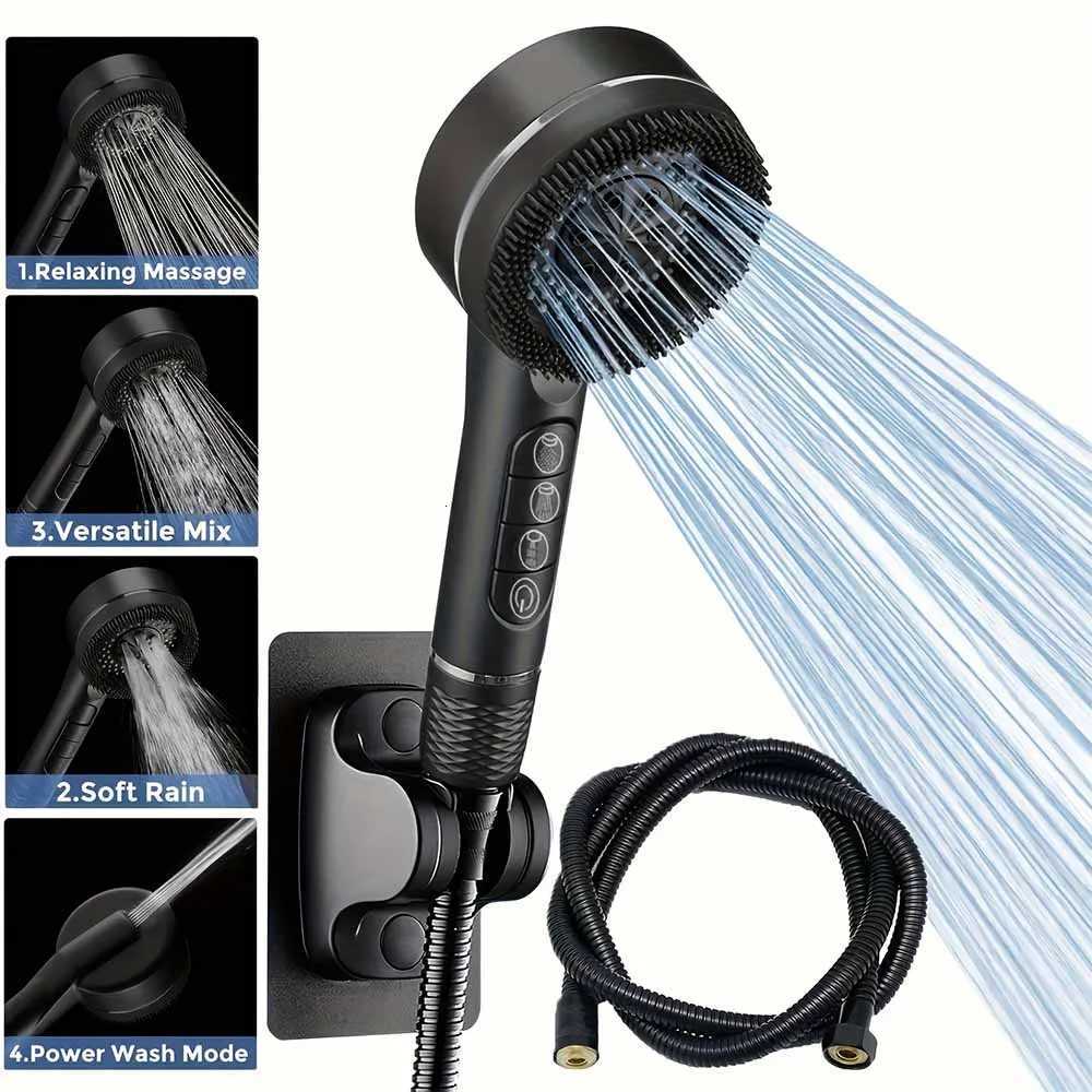 New 7 IN 1 Large Flow Shower Head With Filter 4 Modes High Pressure Water Saving One-Key Stop Water Massage Portable Shower headM251120
