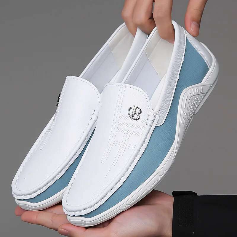 Extra Large Size White Spring and Autumn Versatile Sneakers Casual Men Leather Shoes