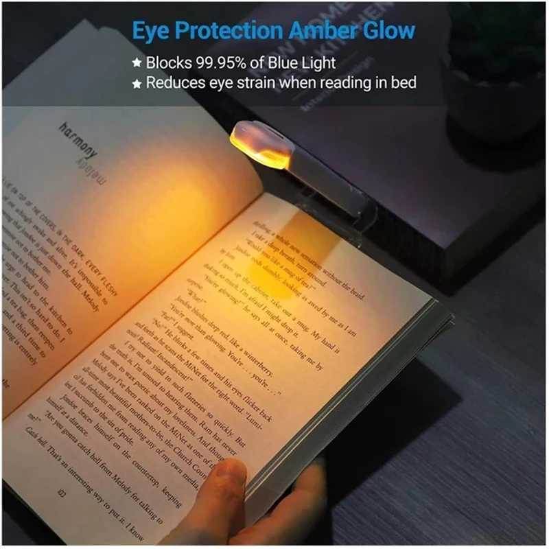 LED USB Rechargeable Book Reading Light Brightness Adjustable Eye Protection Clip Book Light Portable Bookmark Read Light M251120