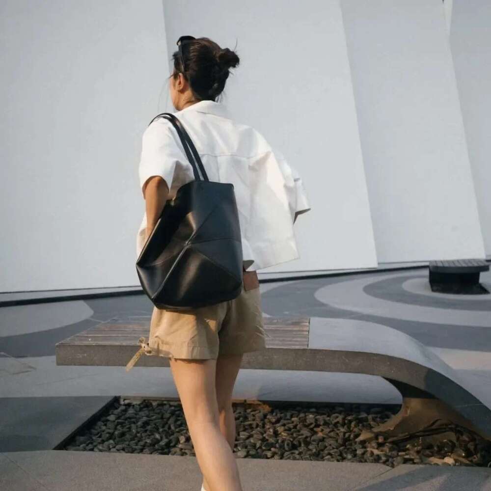 hot New Large Capacity Cow Leather Puzzle Foldable Geometric Tote Bag Single Shoulder Crossbody Handbag For Women