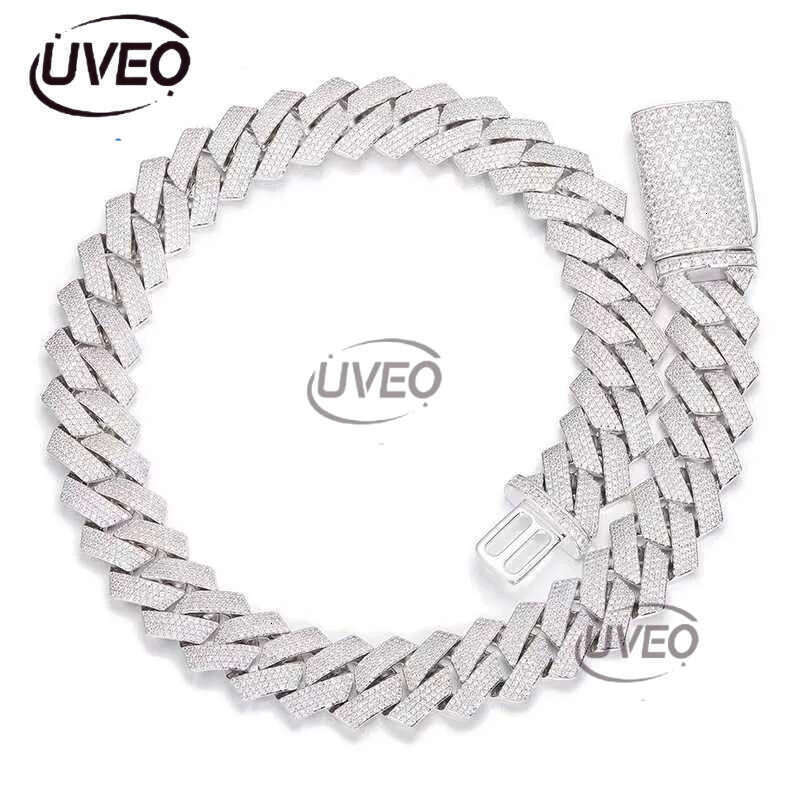 Top quality Moissanite cuban k chain 20mm 4 row full dia ice out vvs pass dias tester stainless steel hiphop men women jewelry bracelet necklace