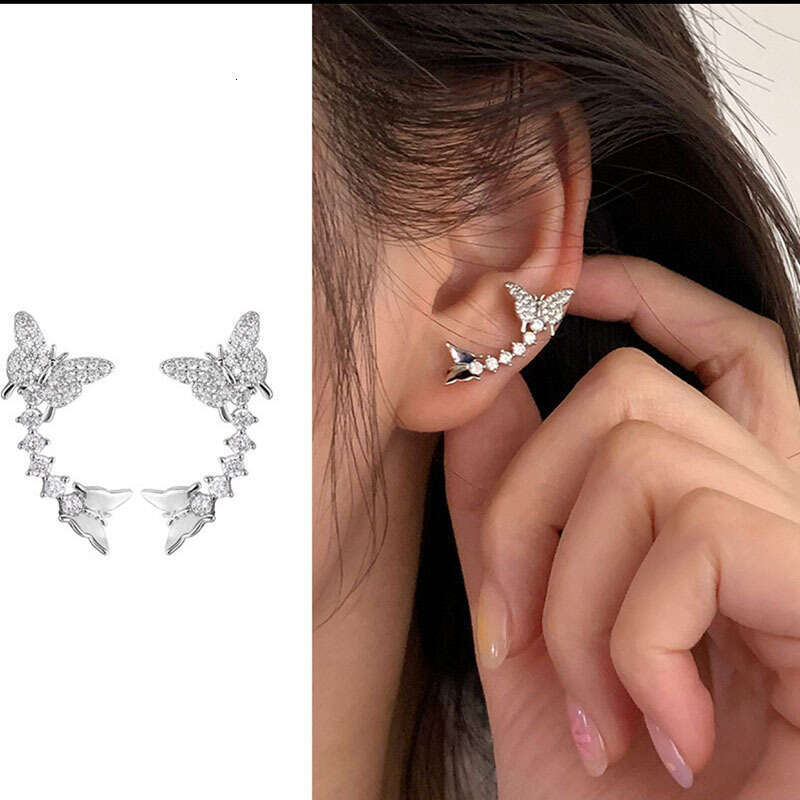 DHcollection Bright Earrings Made of Pure Sier Double Butterfly Cube Zircon for Women