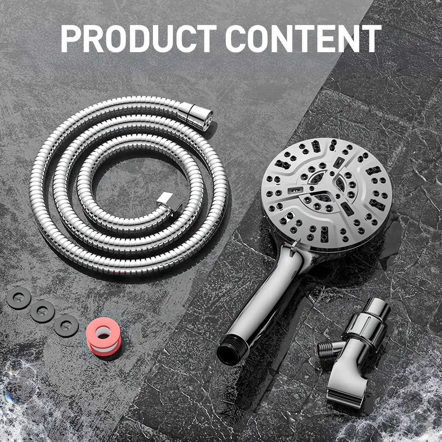 SZRSTH Shower Head with Handheld High Pressure 10 Modes with 59 Stainless Steel Hose Adjustable HolderM251120
