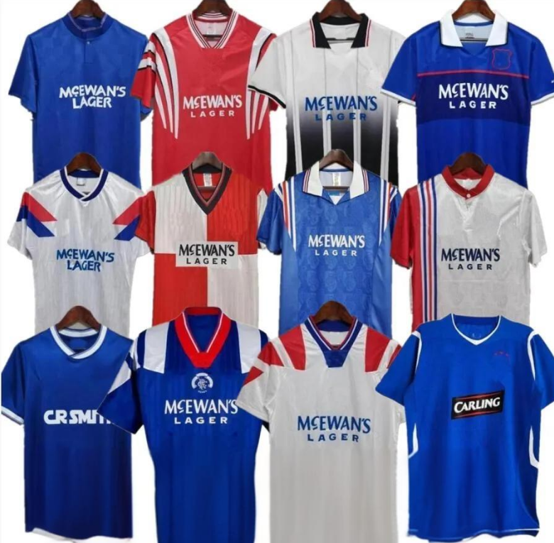 RaNgErrs Retro Glasgow FC 150th Anniversary Soccer Jerseys Football Shirt GASCOIGNE 02 03 08 09 82 83 84 87 88 90 92 93 94 96 GERRARD GASCOIGNE L