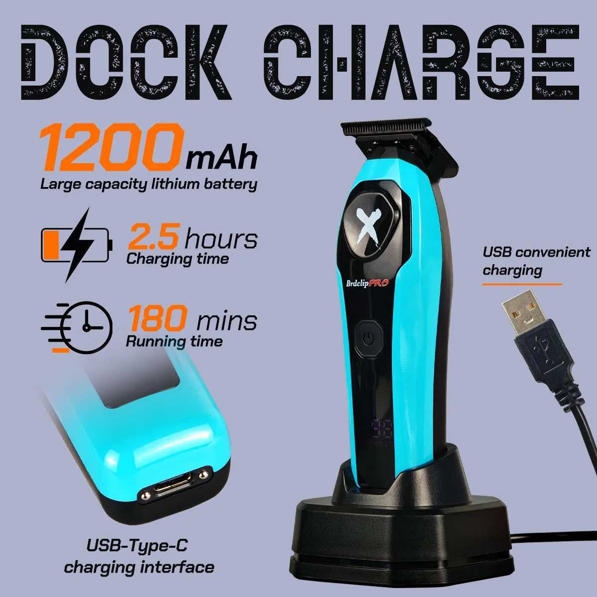 BRDCLIP BRD 339 Professional Barber Hair Trimmer 7500RPM DLC Ceramic Blade Base Charger LCD Display Finished Machine Salon UseT251120