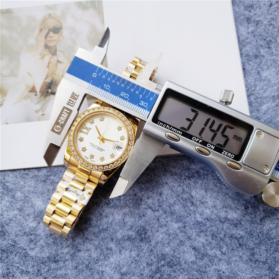 Business Fashion Women's 31mm Full-Stainless Steel Strap Set with Diamonds AAA Fully Automatic Mechanical Watch