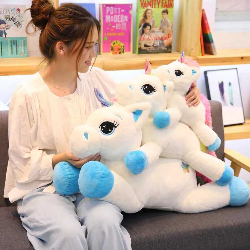 40cm 60cm 80cm Rainbow Unicorn Plush Toys Kawaii Kids Toys Stuffed Cartoon Animal Baby Doll Children Christmas Birthday Gift G251120