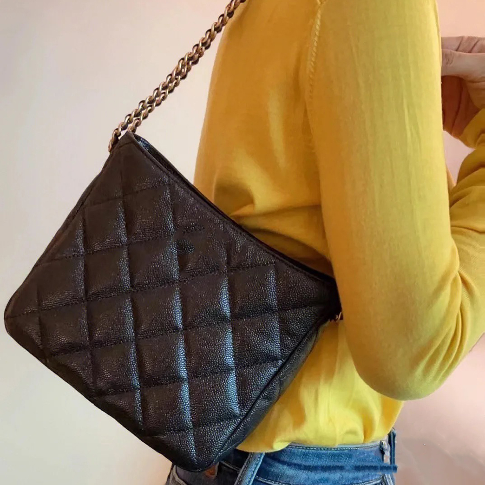 Designer Lady Women Underarm Evening Bag Pattern C Shoulder Bag with Gold Hardware Hollowed Chain Strap Box Storage Box