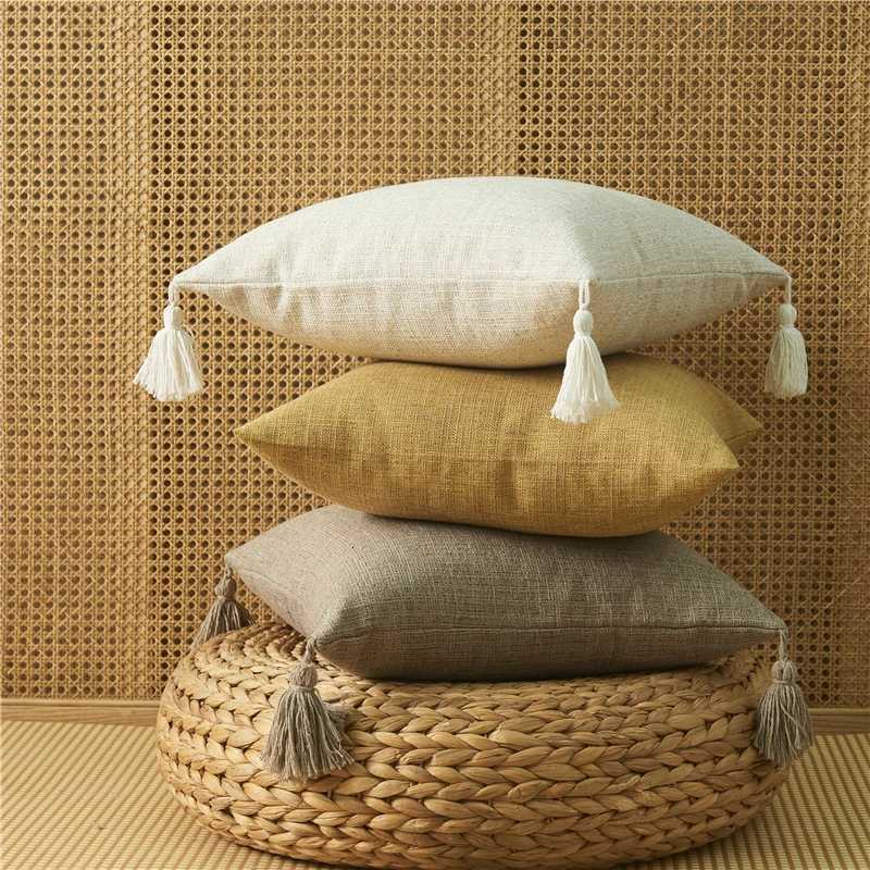 Pillow Case Cushion Cover Decorative Yellow Linen Home Sofa Cover For Living Room Car Bedroom case C251120