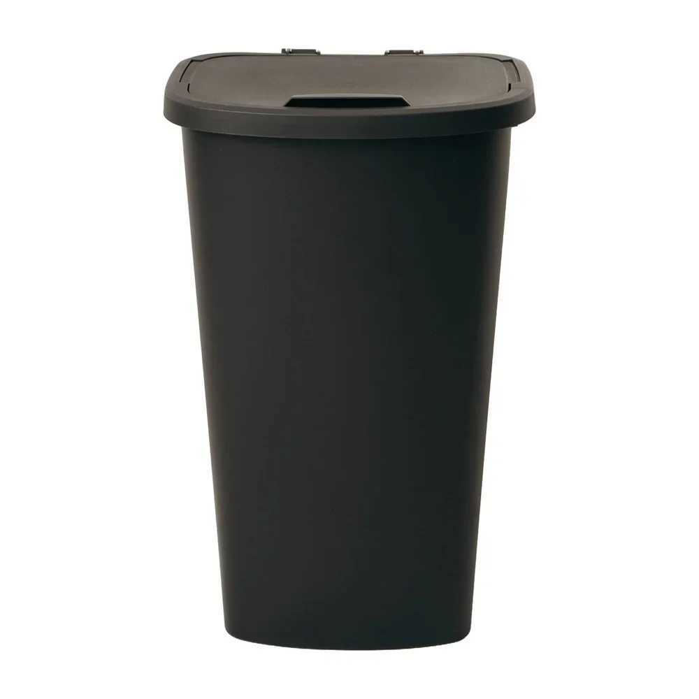 11 Gallon Rectangular Trash Can Plastic Wastebasket Flip Open Lid Durable Indoor Use Easy Clean Surface C251120