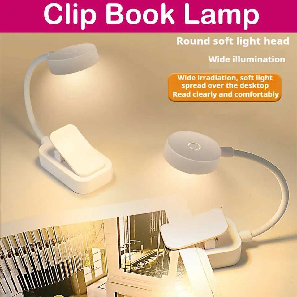 Mini Clip Book Lamp LED Table Lamp Eye Protection 3 Colors Battery Powered USB Night Light Portable Bedside Student Reading Lamp M251120