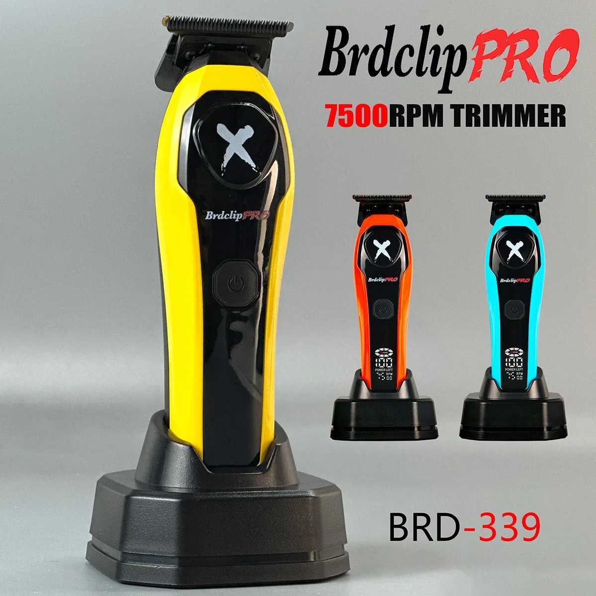 BRDCLIP BRD 339 Professional Barber Hair Trimmer 7500RPM DLC Ceramic Blade Base Charger LCD Display Finished Machine Salon UseT251120