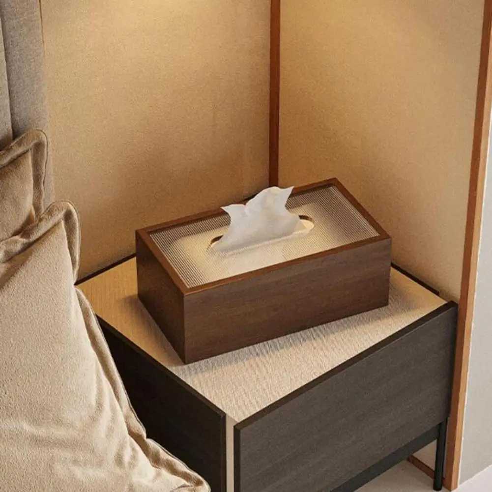 Natural Texture Tissue Box Vintage Style Tissue Box Chinese Style Wood Tissue Box Light Luxury Desktop Napkin Organizer for Room C251120