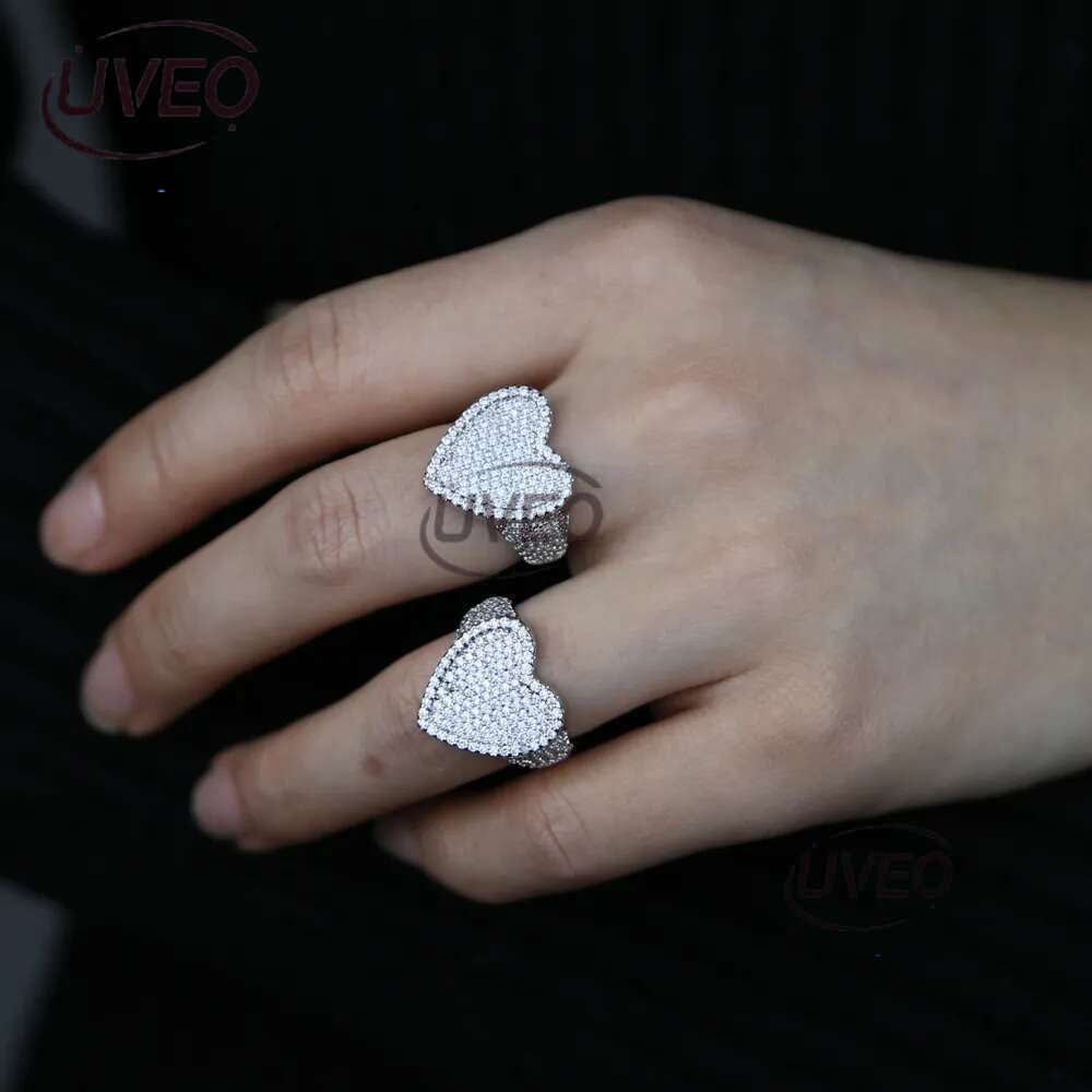 Luxury designer Colored Ring Ice Out VVS Moissanite Ring Hip Hop Punk Rap Women Jewelry with FREE shipping