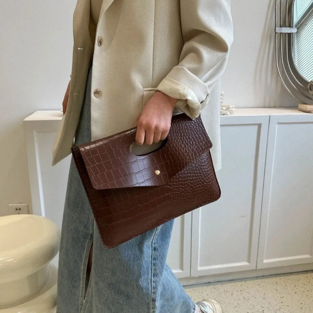 Portable Pu Leather Envelope Night Bag Function Korean Womens Clutch Bag Solid Color Large Capacity Handheld Bag 250418