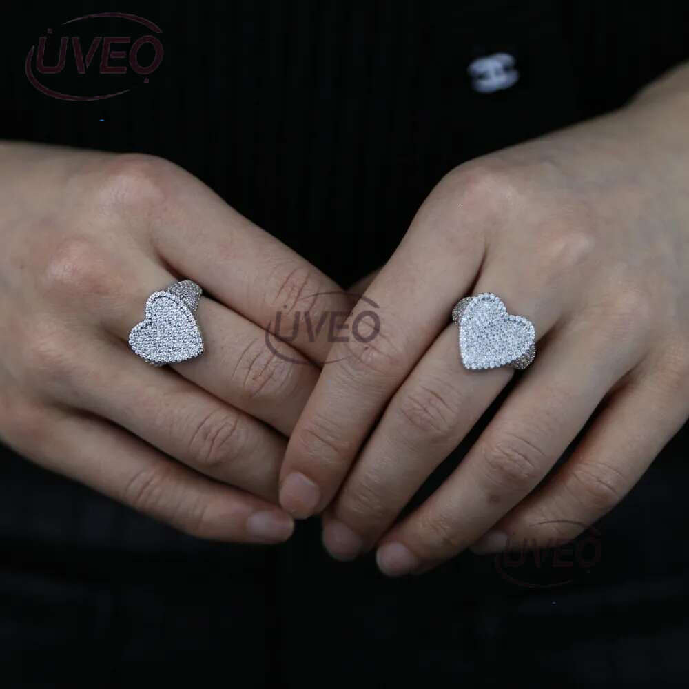 Luxury designer Colored Ring Ice Out VVS Moissanite Ring Hip Hop Punk Rap Women Jewelry with FREE shipping