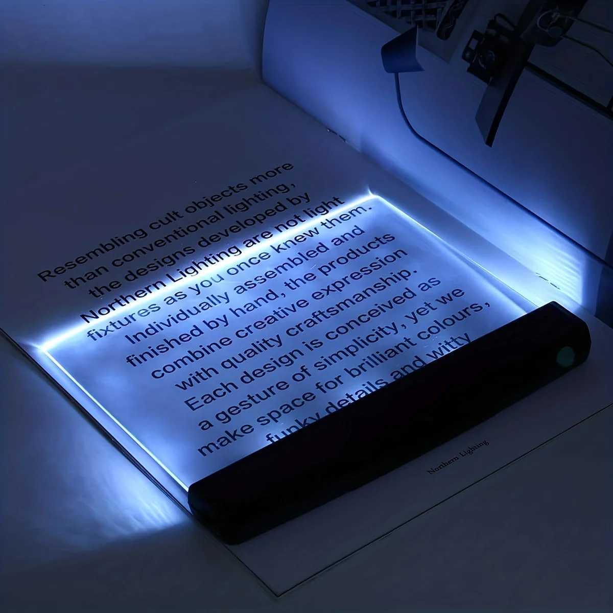 1pc LED Book Light Eye Caring Flat Plate Panel Bookmark Light Portable Study Tools Night Vision Reading Lighting M251120