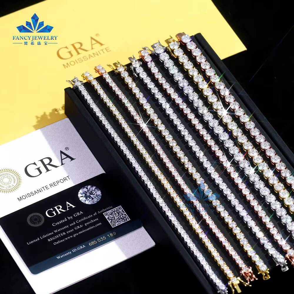 Cheapest 2mm 3mm 4mm 5mm 65mm Iced Out Chain Tennis Men Yellow Gold S925 Moissanite Tennis Chain Necklaces 925 Silver