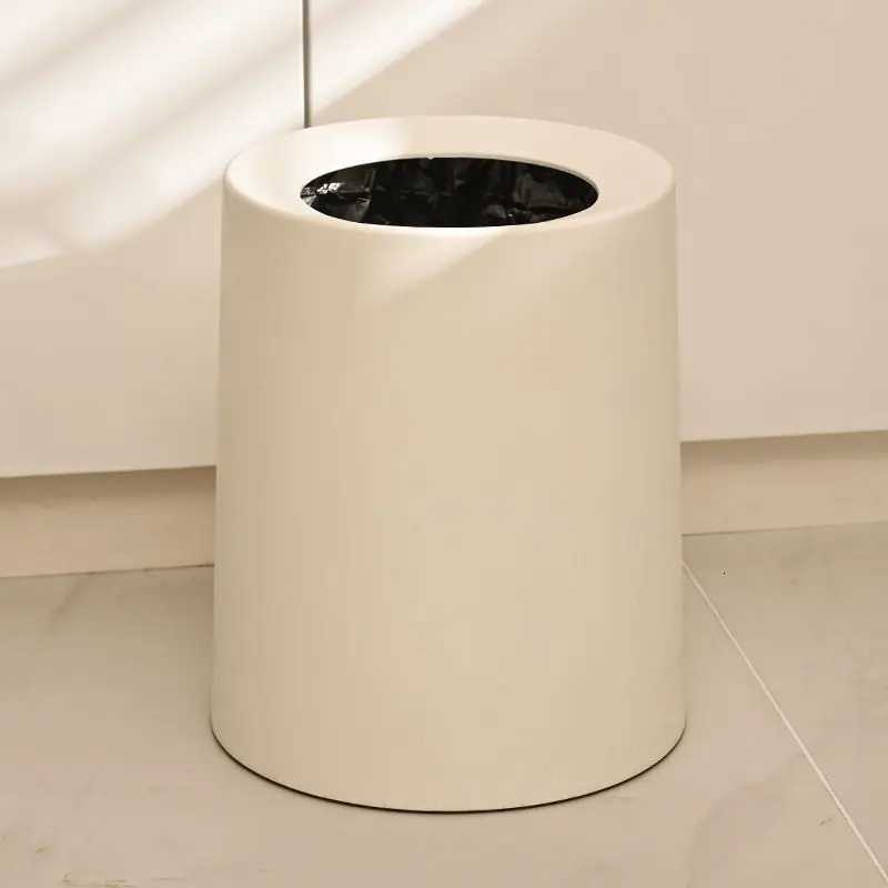 Nordic Trash Can Double-layer Household Simple Living Room Bedroom Kitchen Bathroom Office Creative Toilet Round Cylinder C251120