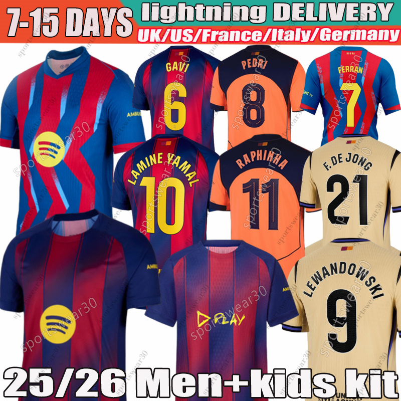 25 26 #10 LAMINE YAMAL Soccer Jerseys RAPHINHA PEDRI GAVI LEWANDOWSKI RASHFORD F. DE JONG FERRAN OLMO FERMIN KOUNDE 2025 football shirt mens kit kids
