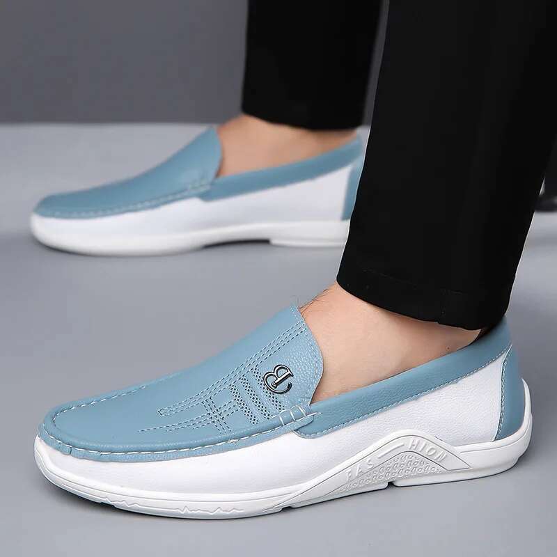 Extra Large Size White Spring and Autumn Versatile Sneakers Casual Men Leather Shoes