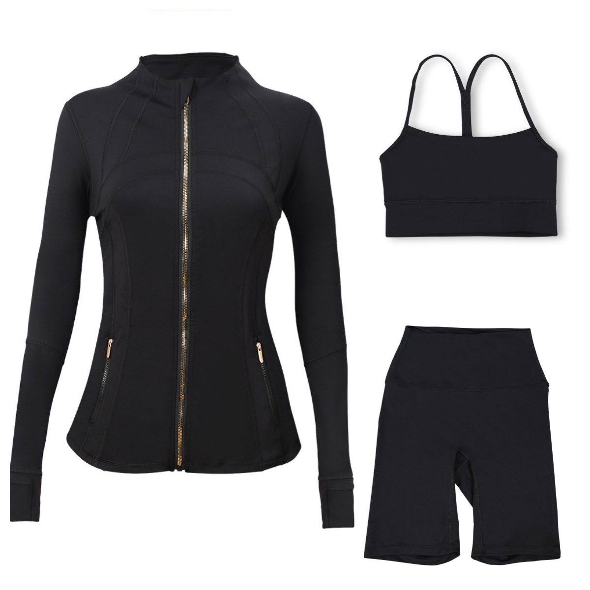 womens designer yoga standup jacket yshaped ushaped vest fifth pants threepiece tight elastic quickdrying sports and fiess set sizes 212