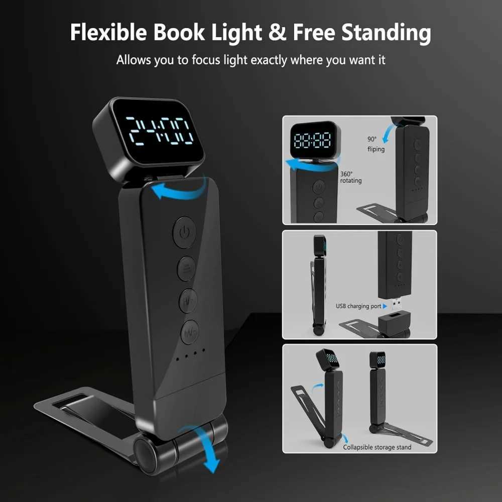 Book Light LED Timer Rechargeable Portable Reading Light 3-Color Lighting Mode Book Lights Bed Ultralight Metal Read Night Light M251120