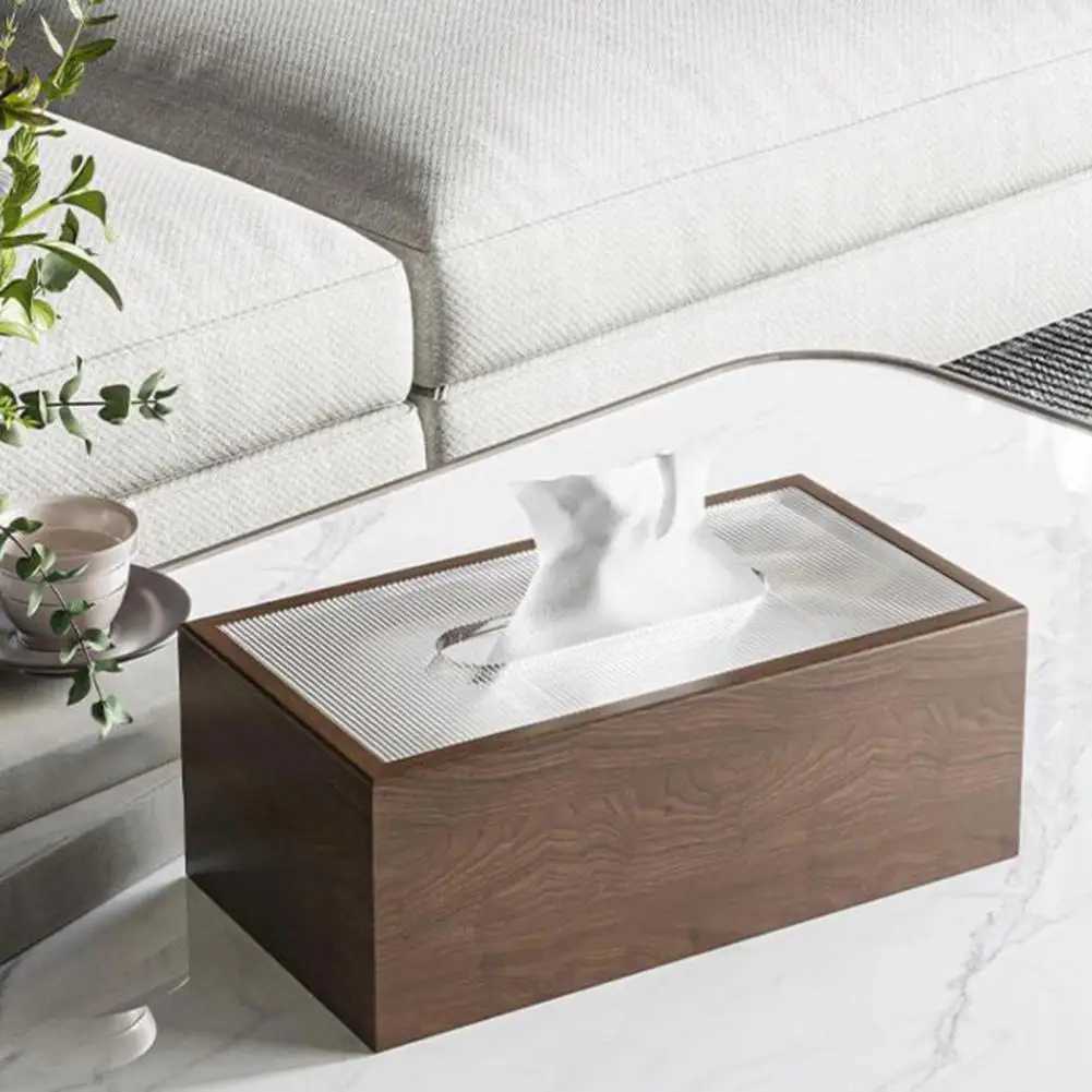 Natural Texture Tissue Box Vintage Style Tissue Box Chinese Style Wood Tissue Box Light Luxury Desktop Napkin Organizer for Room C251120