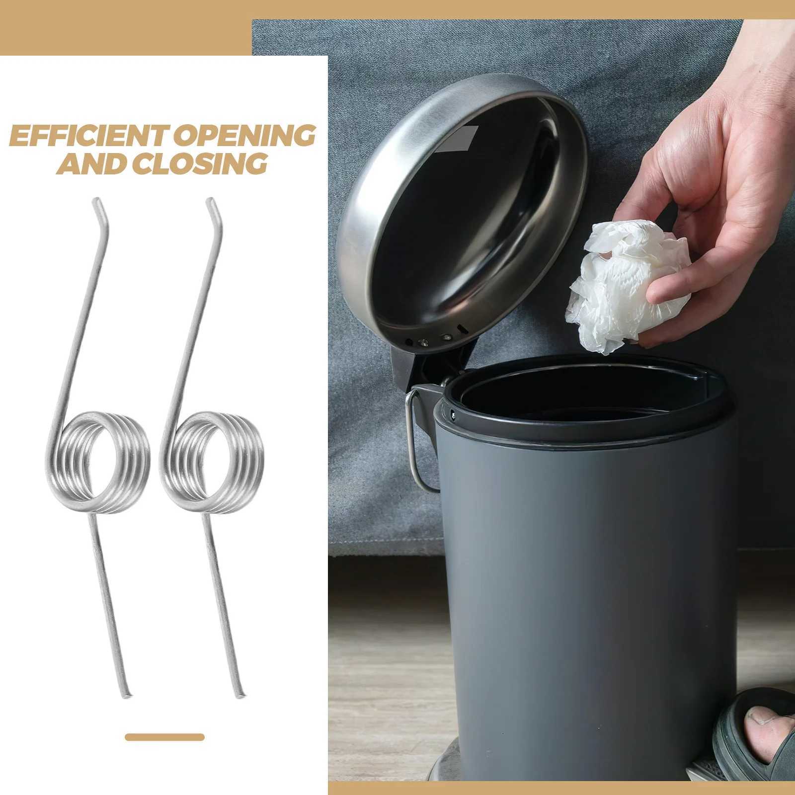 4 pcs Trash Can Lid Torsional Spring Replacement For Waste Bin Repair Metal Spring Easy Install Home Trash Can Accessory C251120