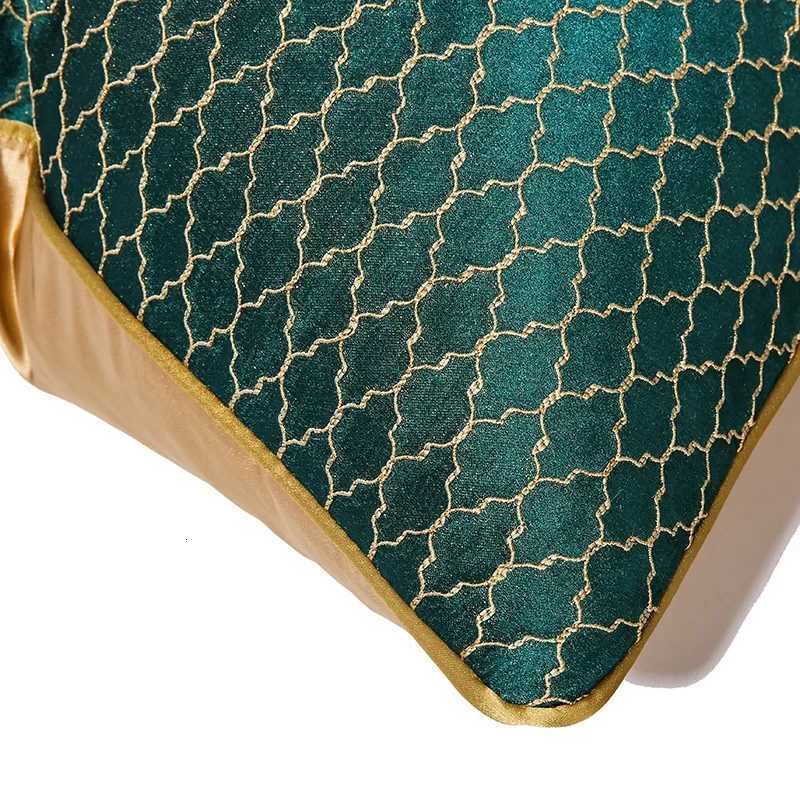 Pillow Case Luxury Golden silk satin Jacquard case Deep Green Cushion Cover Geometric Cover Sofa Bed 30x50 45x45 50x50cm C251120