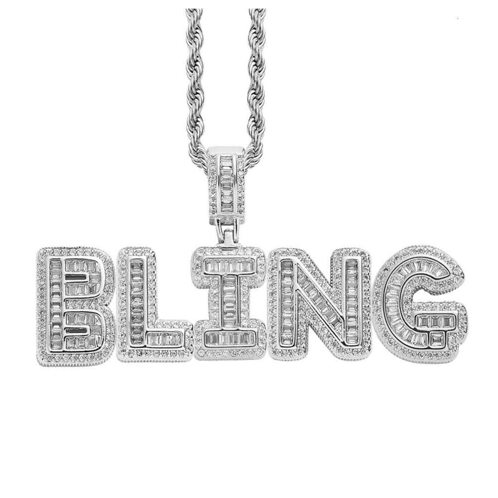Hip Hop personalized rock candy alphanumeric combination pendant T square Ice out VVS Moissamite necklace for men and women Free delivery