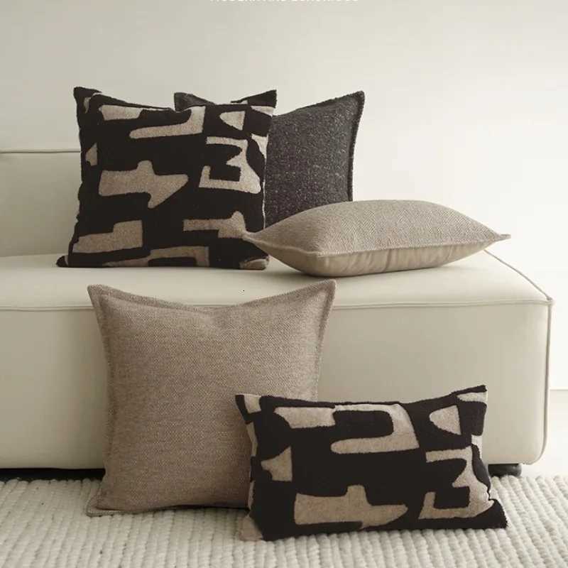 Pillow Case Modern Medieval Decorate Geometric s Luxury Plain Cushion Case Black Brown Decorative Cover For Sofa Chair Decor C251120