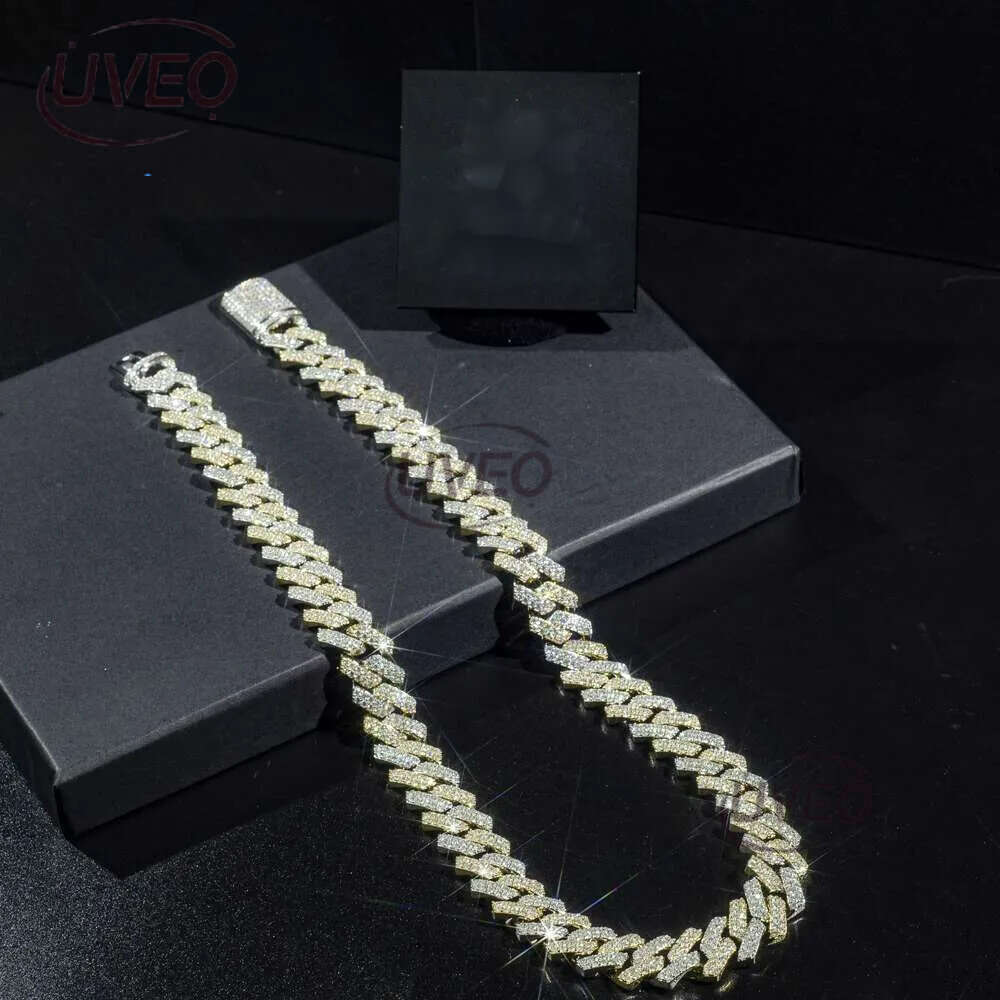 Custom Iced Out Sterg Pendant Moissanite Dia Designer Fashion Necklaces Sier Miami Cuban Chain GRA 14mm 2 Rows Gold Hip Hop Necklace Jewelry for Men