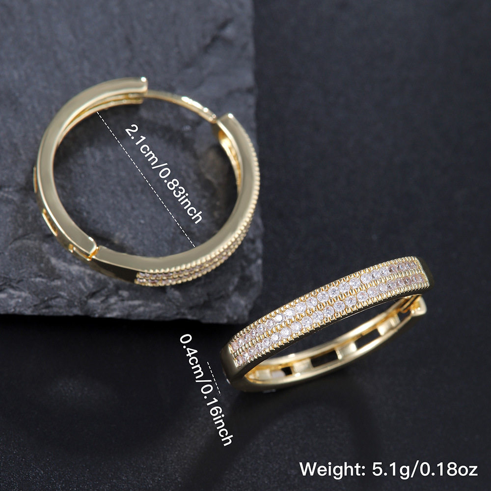 gold earrings Minimalist light luxury exquisite micro-inlaid zircon double row diamond earrings moissanite earrings designer earrings for woman luxury - view 4