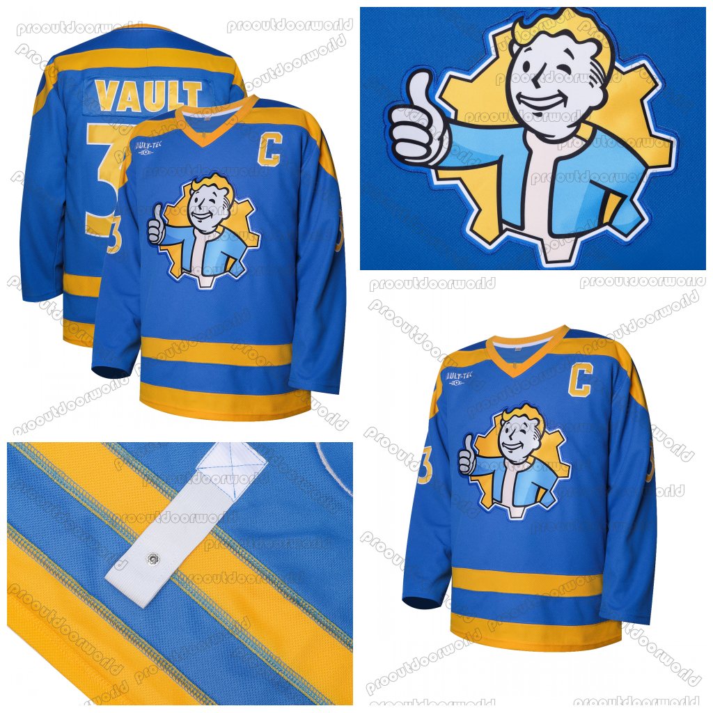 Vintage Fallout Hockey Jersey Vault 33 Sweater Relaxed Fit Double-Reinforced Stitching Fan Collection Casual Wear