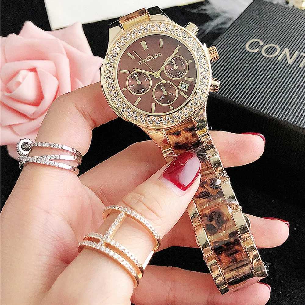 CONTENA Brand Womens Watch Luxury Crystal Gold White Quartz Wristwatch for Women Fashion Elegant Female Clock Relogio FemininoXJ251120
