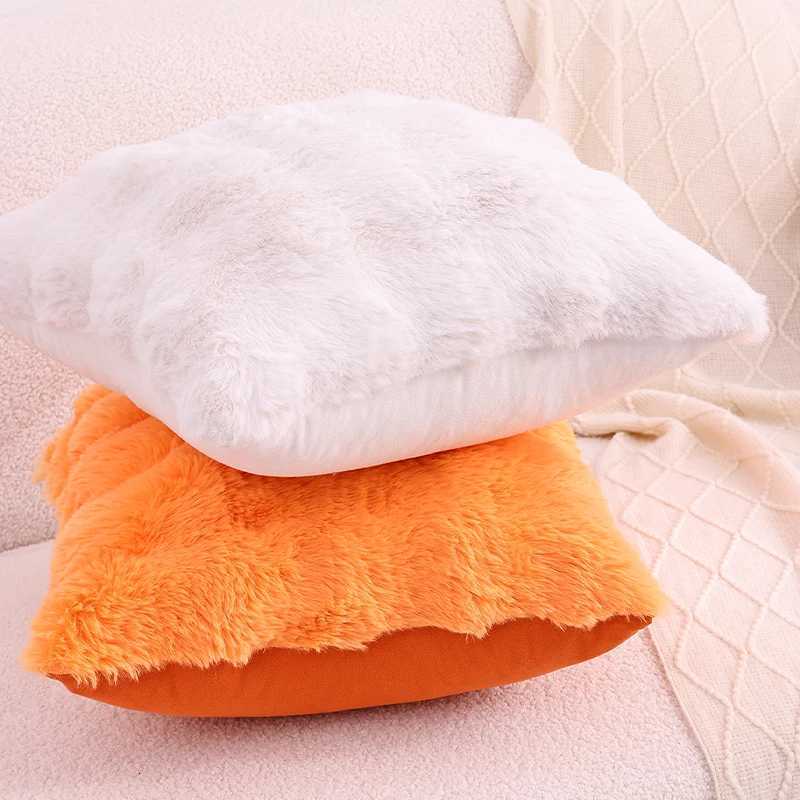 Pillow Case Kitinjoy Faux Fur Cushion Covers Decorative Soft Plush Fluffy Velvet Cushion Cover Square Faux Rabbit Fur Case for Sofa C251120