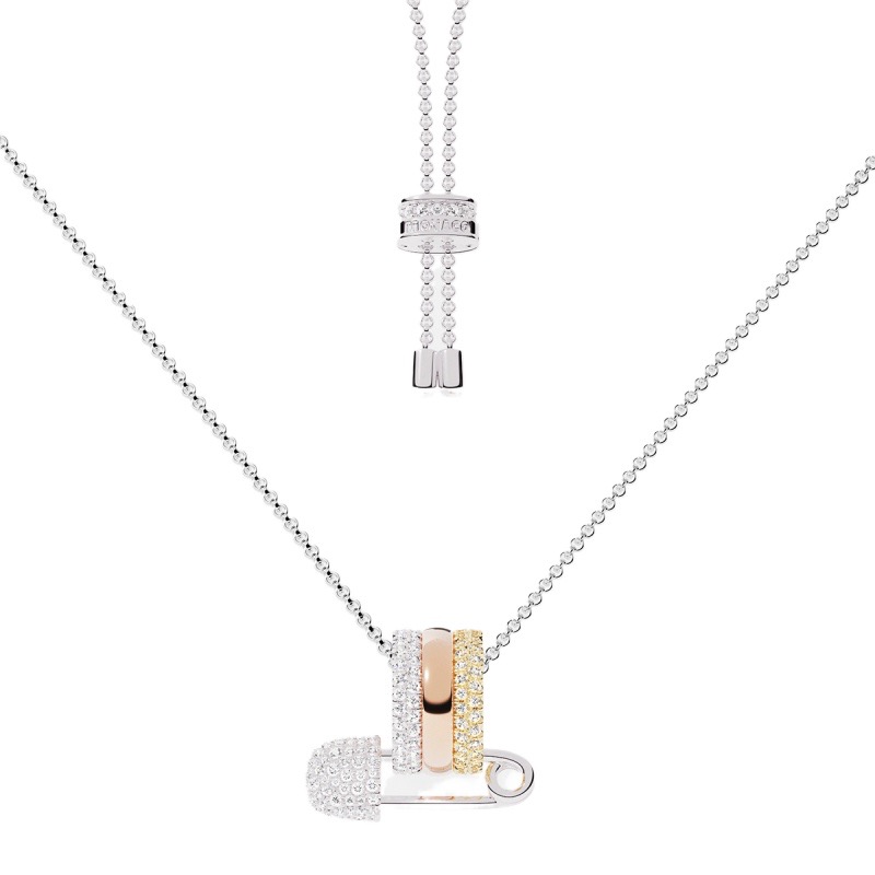 Classic Three-layer Circle-shaped Pin Ring for Ladies 18k Gold and Silver Diamond-encrusted Pin Pendant Necklace Luxury Jewelry Fashionable Accessory Gift