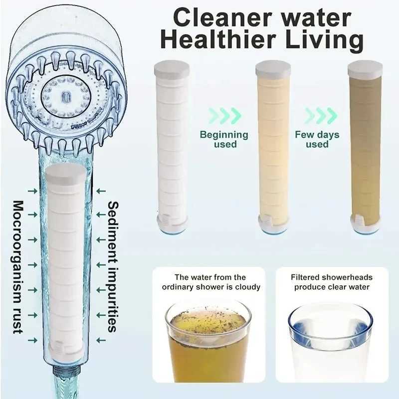 High-pressure Shower Head 3-mode Adjustable Spray with Massage Brush Filter One Key Stop Water Rain Shower Bathroom AccessoriesM251120