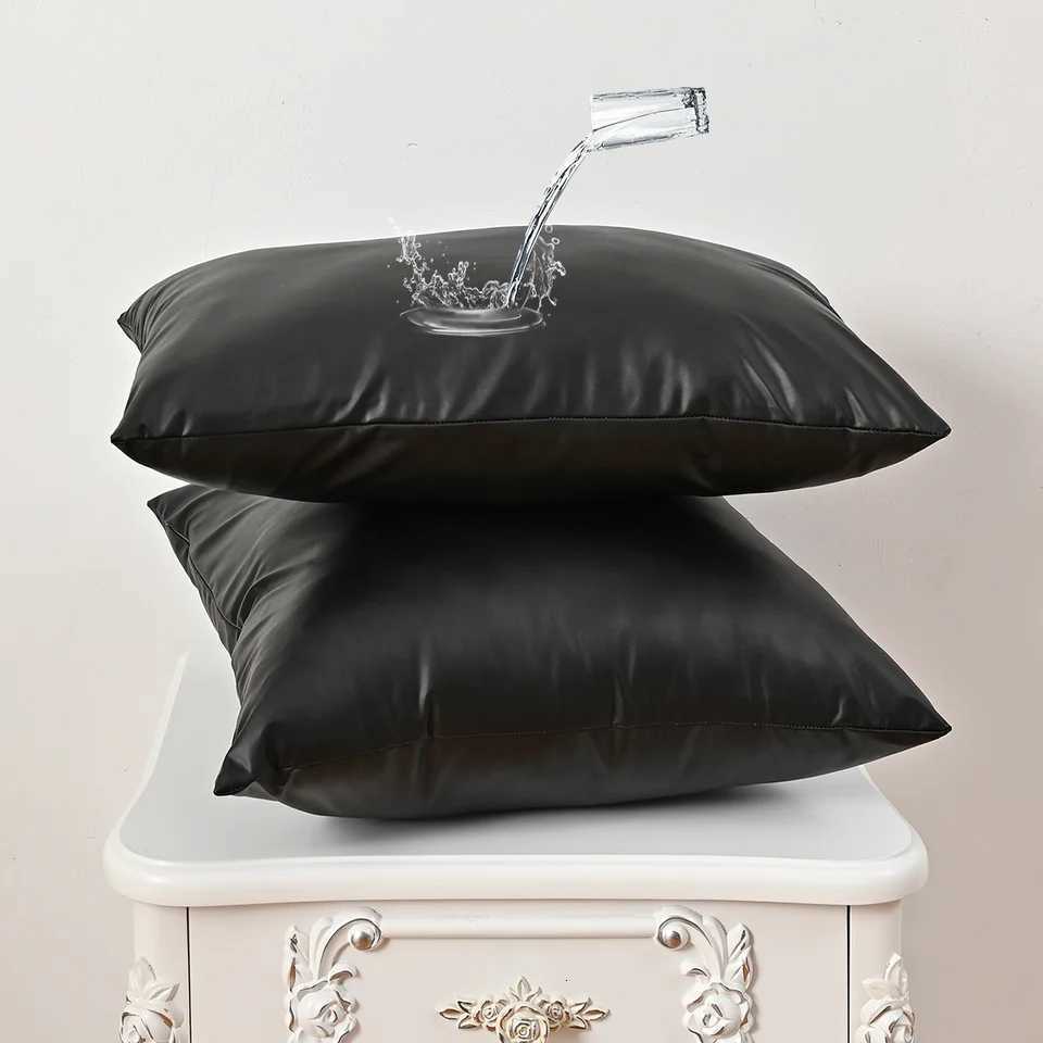 Pillow Case 1pc solid color elastic PU waterproof case sofa office lumbar support cover without core C251120